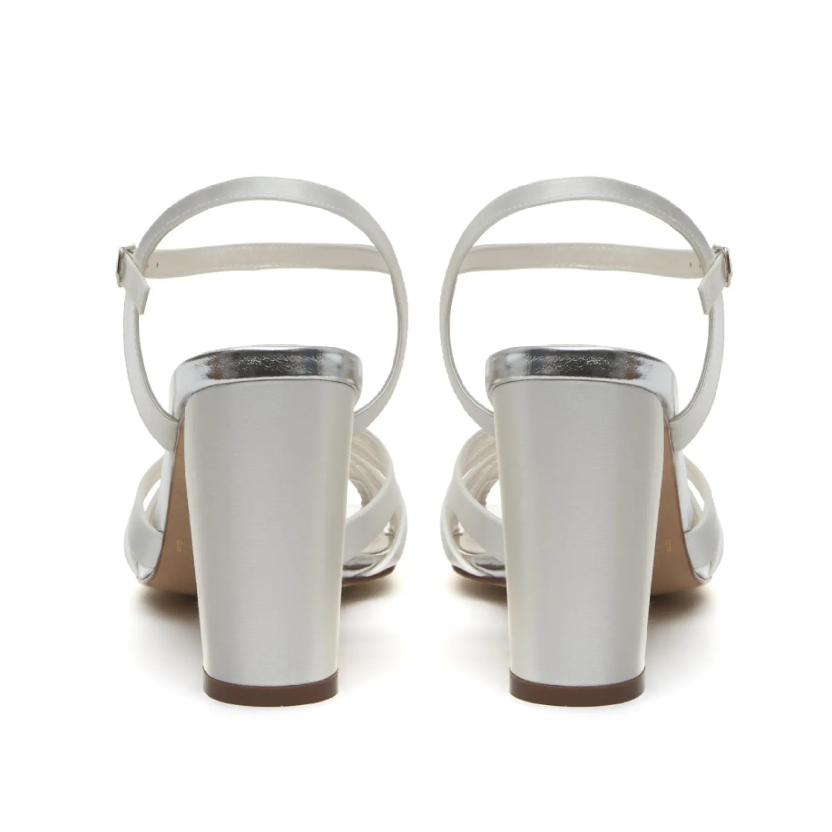 Rainbow Club Wedding Guest Shoes | Bridesmaid Shoes*Blake Dyeable Satin Block Heel Strappy Sandals Ivory