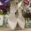 Rainbow Club Wedding Shoes | Low Heel*Brianna Dyeable Satin Ankle Strap Court Shoes Ivory