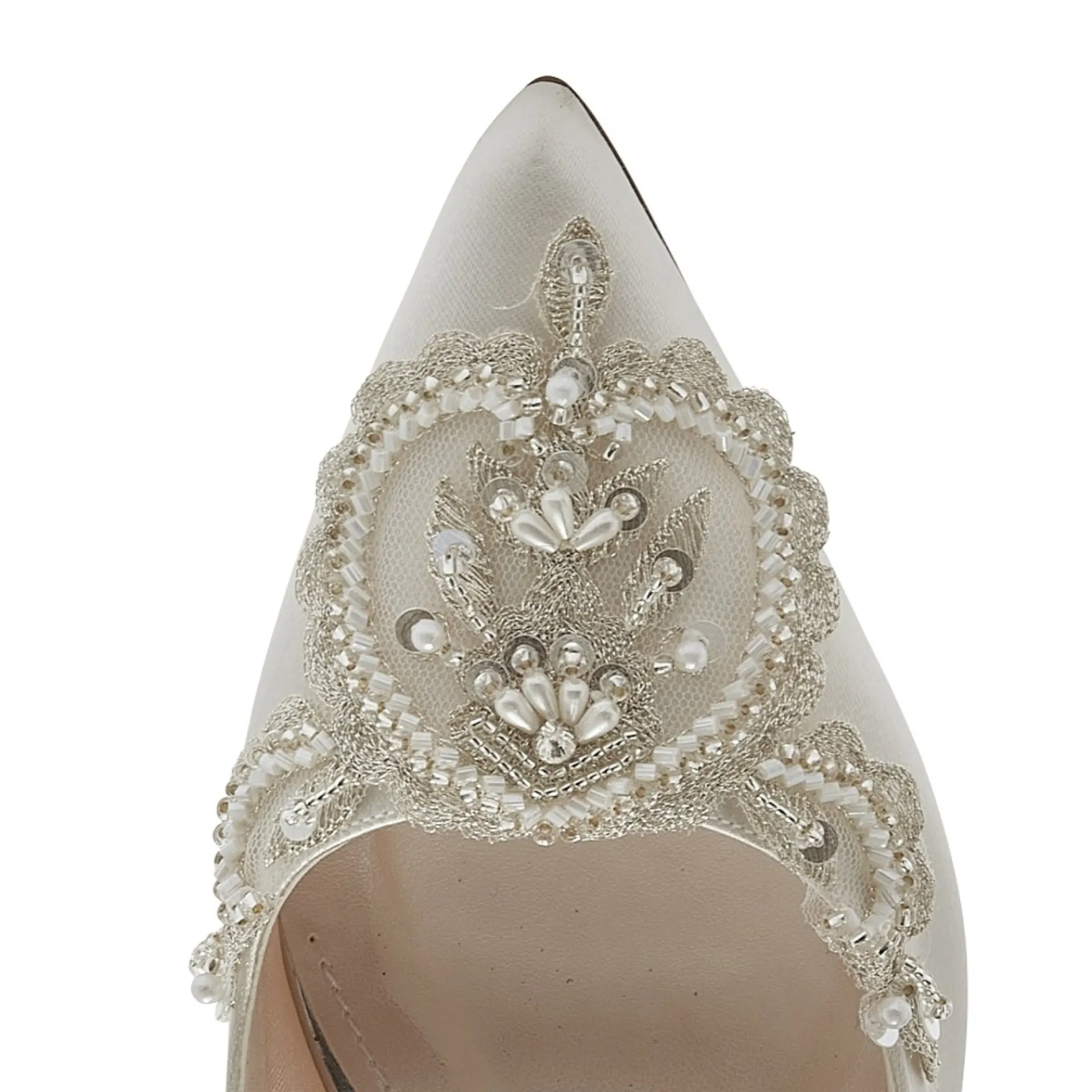 Rainbow Club Mother Of The Bride Shoes | Wedding Shoes*Bridgitte Satin Embellished Pointed Court Shoes Ivory