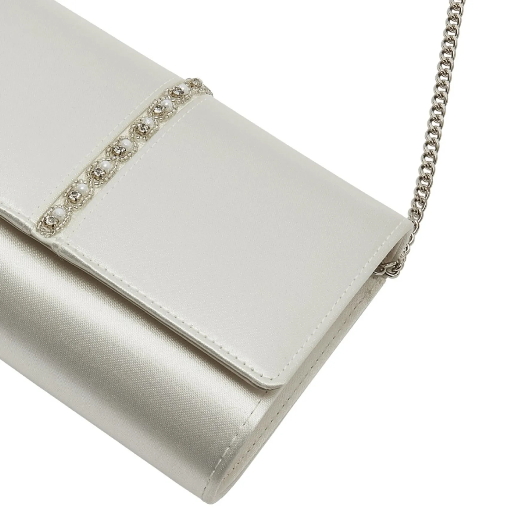Rainbow Club Wedding Handbags*Claudia Dyeable Satin Embellished Clutch Bag Ivory