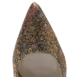 Rainbow Club Wedding Guest Shoes | Mother Of The Bride Shoes*Coco Glitter Bomb Floral Pointed Court Shoes Gold