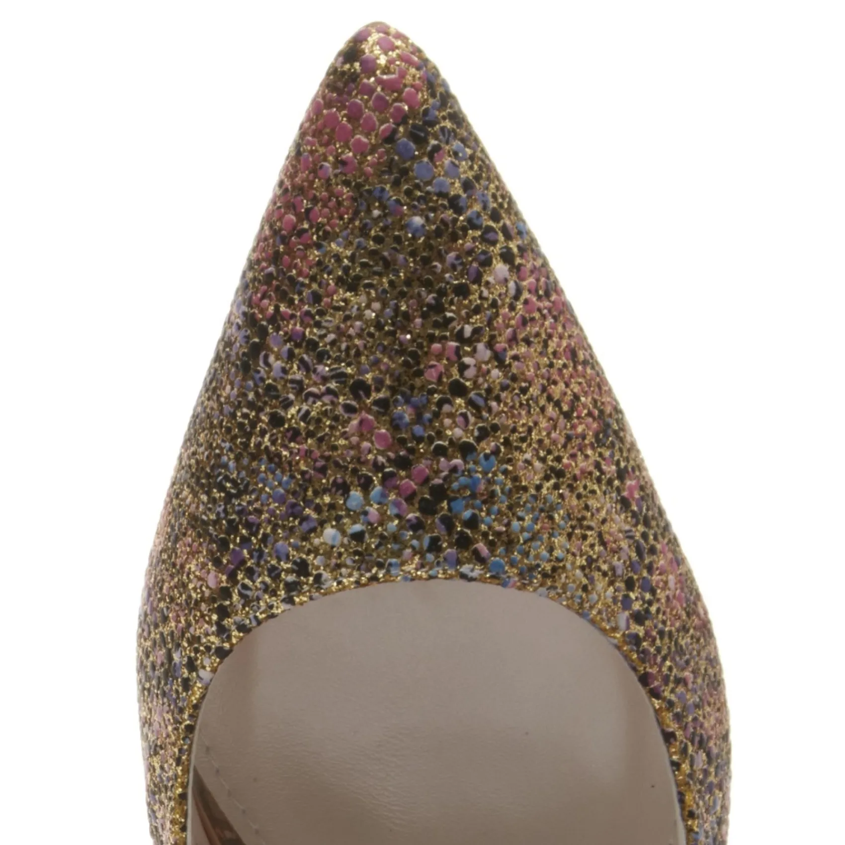 Rainbow Club Wedding Guest Shoes | Mother Of The Bride Shoes*Coco Glitter Bomb Floral Pointed Court Shoes Gold
