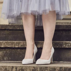 Rainbow Club Sparkly Prom Shoes | White Prom Shoes*Coco Snow Glitter Pointed Court Shoes Ivory