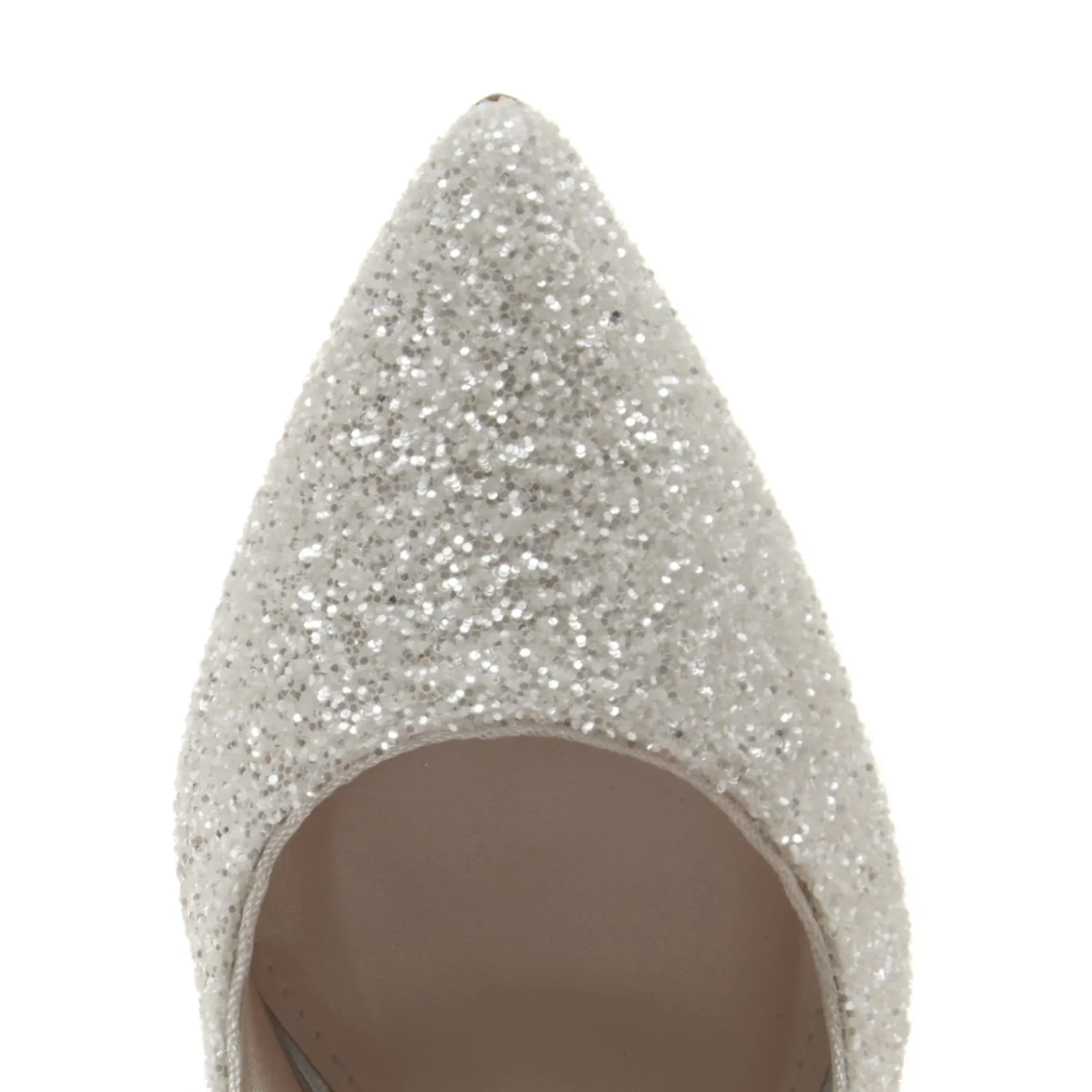 Rainbow Club Sparkly Prom Shoes | White Prom Shoes*Coco Snow Glitter Pointed Court Shoes Ivory