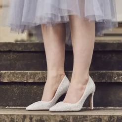 Rainbow Club Sparkly Prom Shoes | White Prom Shoes*Coco Snow Glitter Pointed Court Shoes Ivory
