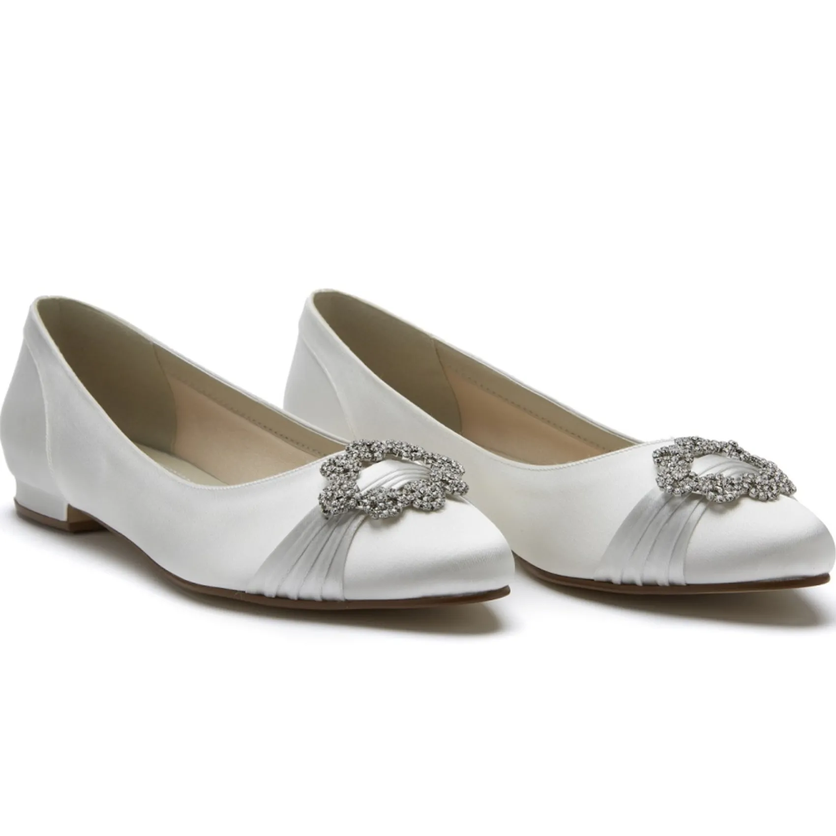 Rainbow Club Wedding Shoes | Shoes For Dyeing*Dulcie Dyeable Satin Pumps with Crystal Brooch Ivory