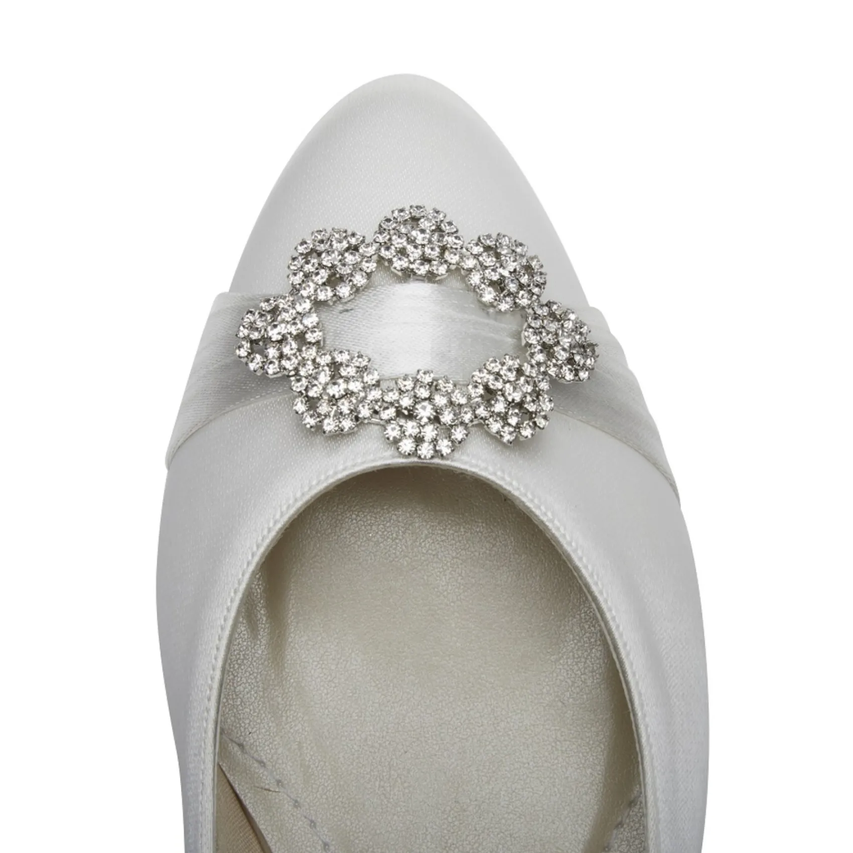 Rainbow Club Wedding Shoes | Shoes For Dyeing*Dulcie Dyeable Satin Pumps with Crystal Brooch Ivory