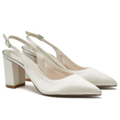 Rainbow Club Mother Of The Bride Shoes | Bridesmaid Shoes*Faith Dyeable Satin Wide Fit Slingback Block Heels Ivory