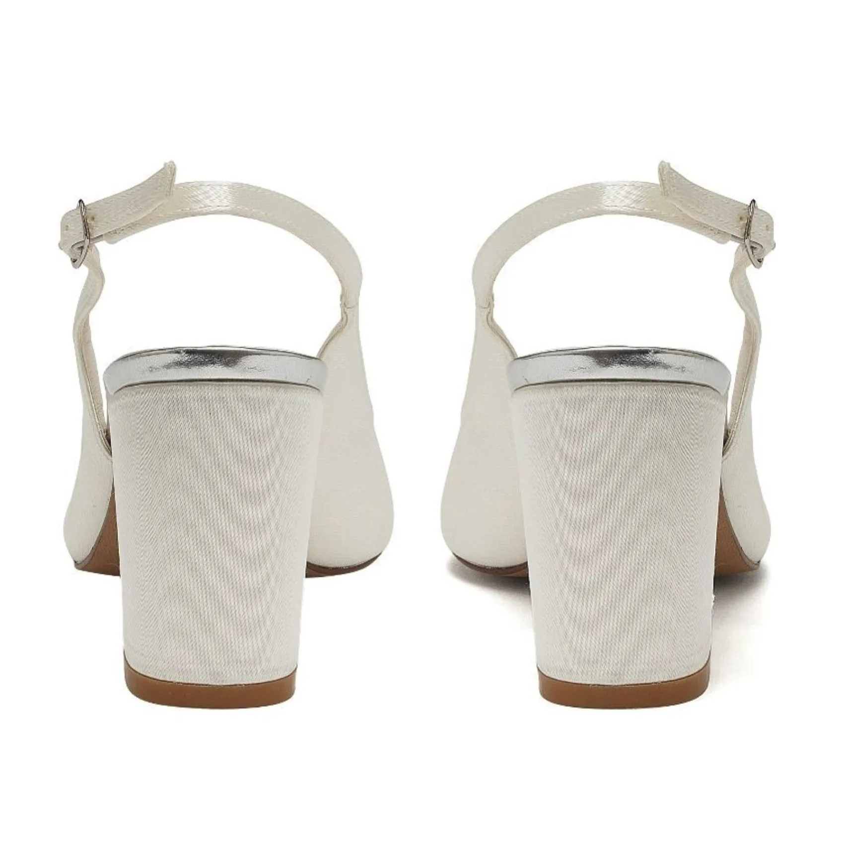 Rainbow Club Mother Of The Bride Shoes | Bridesmaid Shoes*Faith Dyeable Satin Wide Fit Slingback Block Heels Ivory