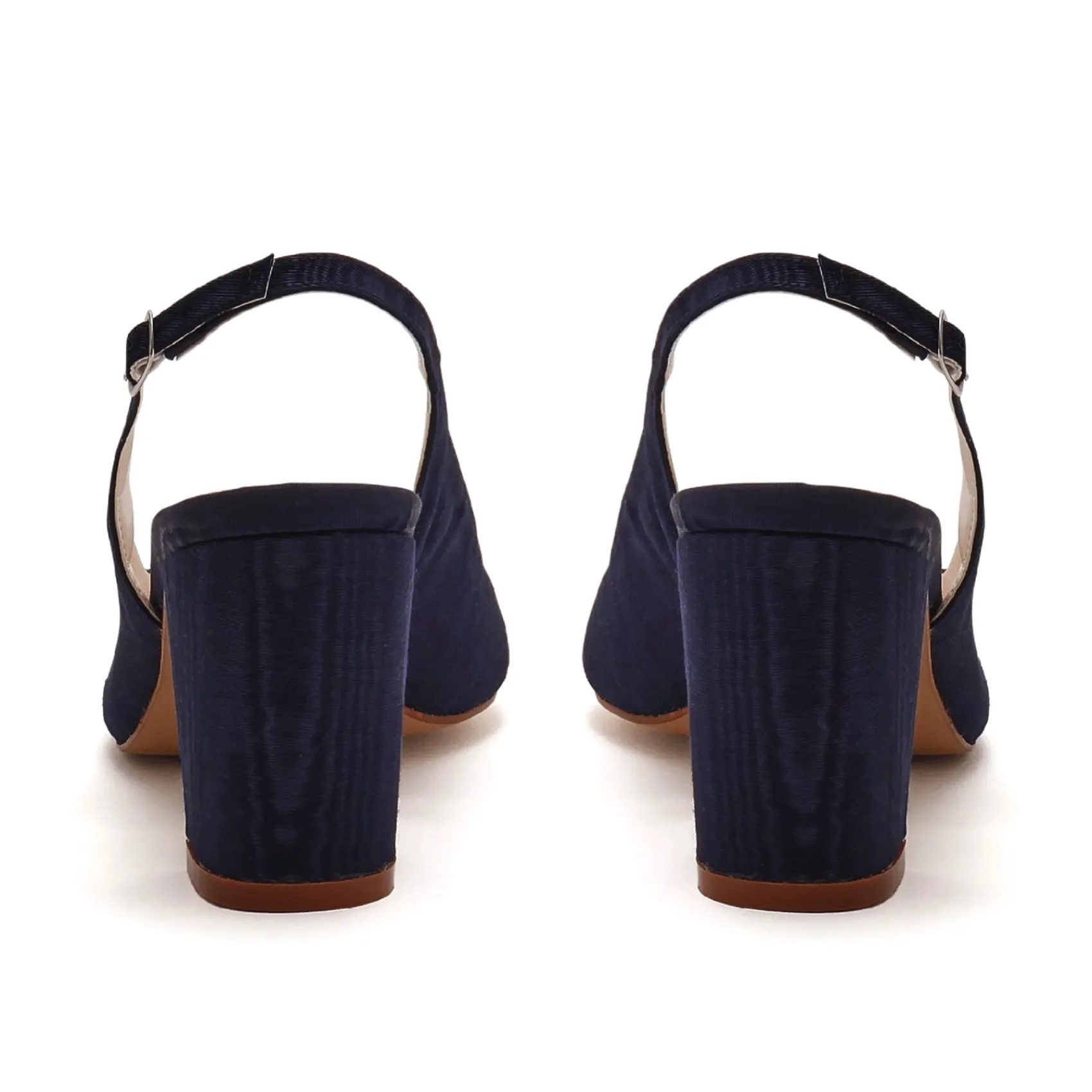 Rainbow Club Mid Heel | Mother Of The Bride Shoes*Faith Moire Wide Fit Slingback Block Heels Navy