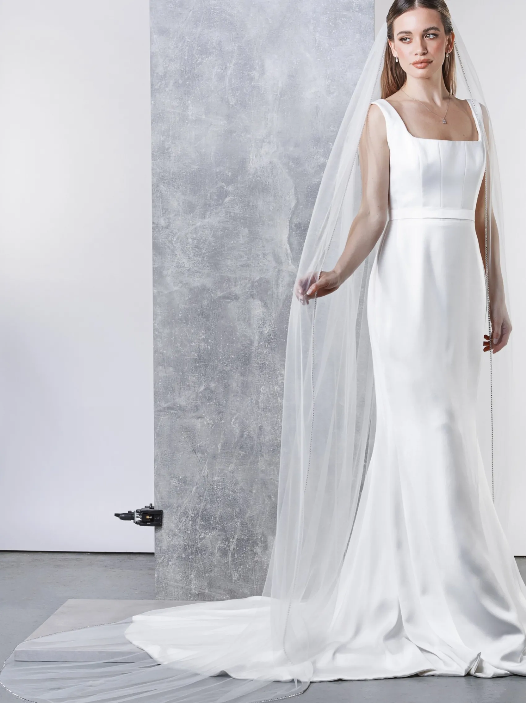 Rainbow Club Single Tier Veils | Chapel Length & Cathedral Veils*Flame Diamante Edge Chapel Length Veil | Flame Veil Ivory