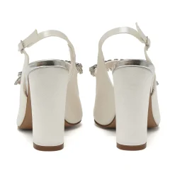 Rainbow Club Wedding Shoes | High Heel*Freya Sparkly Slingback Block Heel Wedding Shoes Ivory