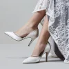 Rainbow Club Wedding Shoes | High Heel*Georgia Ivory Satin and Silver Glitter Court Shoes Ivory & Silver