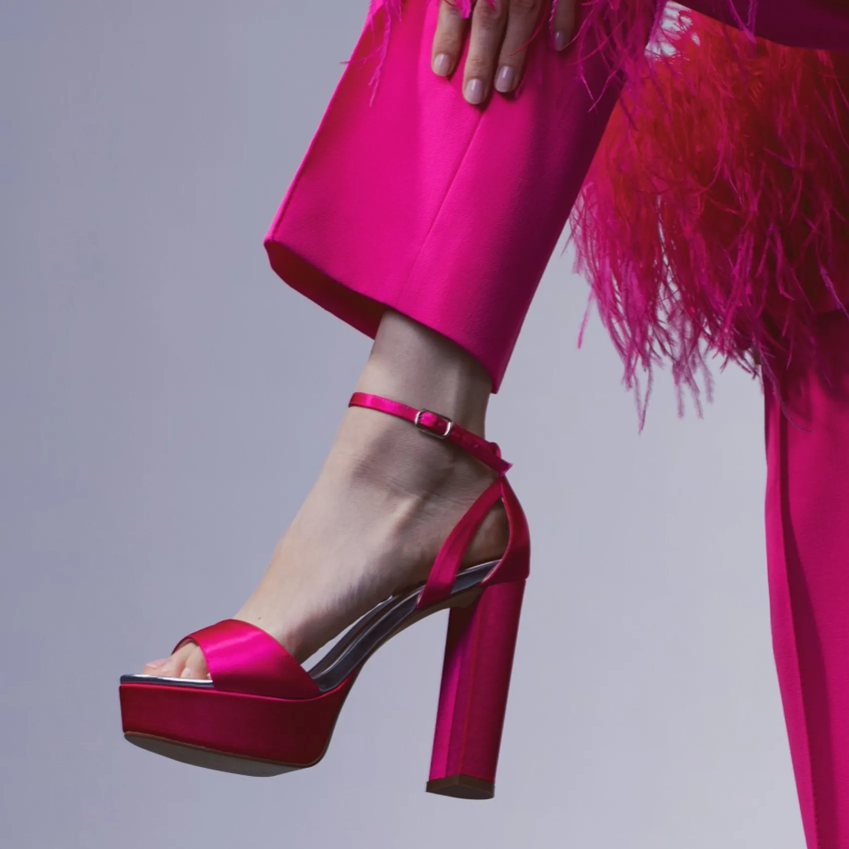 Rainbow Club Wedding Guest Shoes | Wedding Shoes*Gracie Satin High Block Heel Platform Sandals Ivory