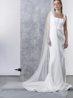Rainbow Club Single Tier Veils | Chapel Length & Cathedral Veils*Indigo Embellished Comb Chapel Veil Ivory