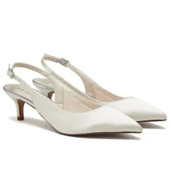 Rainbow Club Mother Of The Bride Shoes | Wedding Shoes*Joni Dyeable Satin Slingback Kitten Heels Ivory