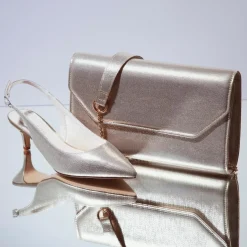 Rainbow Club Wedding Guest Shoes | Mother Of The Bride Shoes*Joni Sparkle Slingback Kitten Heels Gold