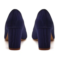 Rainbow Club Wedding Guest Shoes | Mother Of The Bride Shoes*Maeve Moire Block Heel Court Shoes Navy