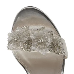 Rainbow Club Wedding Shoes | Mid Heel*Mia Satin Embellished Block Heel Sandals (Wide Fit) Ivory