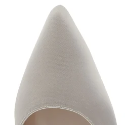 Rainbow Club Wedding Shoes | Mid Heel*Mimi Chiffon Ribbon Bow Pointed Slingback Heels Ivory