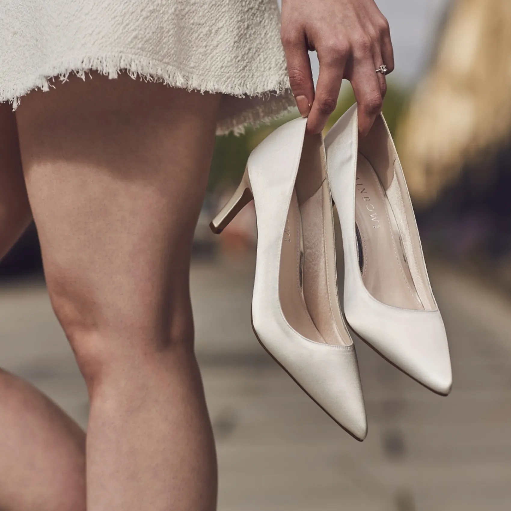 Rainbow Club Mother Of The Bride Shoes | Wedding Shoes*Morgan II Satin Mid Heel Pointed Court Shoes Ivory