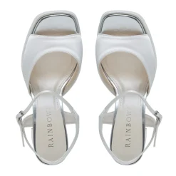Rainbow Club Wedding Guest Shoes | Bridesmaid Shoes*Nora Dyeable Satin Block Heel Platform Sandals Ivory