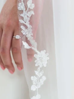 Rainbow Club Single Tier Veils | Chapel Length & Cathedral Veils*Poppy Lace and Pearl Edge Chapel Length Veil Ivory