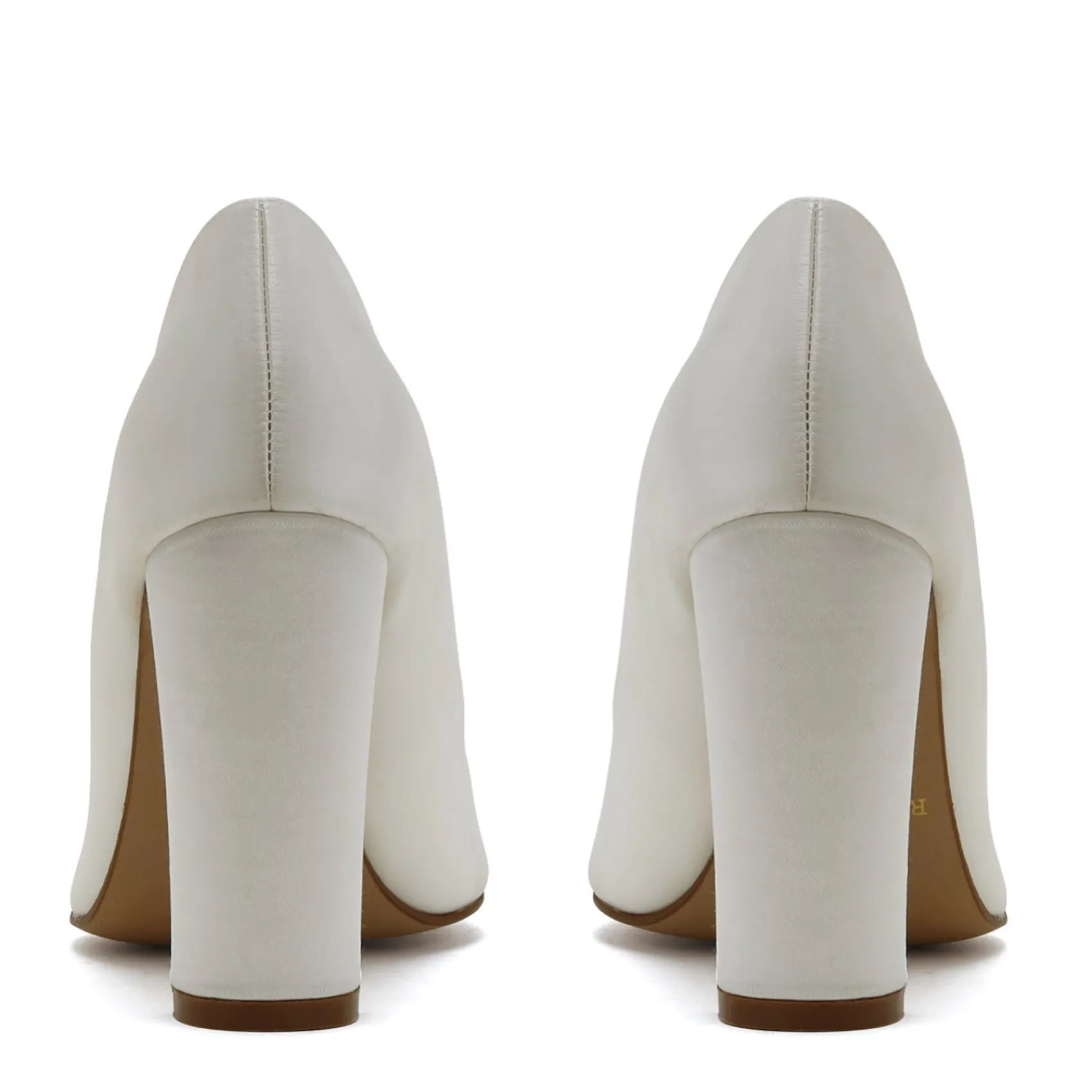 Rainbow Club Wedding Shoes | High Heel*Remi Dyeable Satin Wide Fit Block Heel Courts Ivory