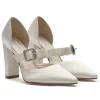 Rainbow Club Wedding Shoes | High Heel*Savannah Dyeable Satin Retro Block Heels Ivory