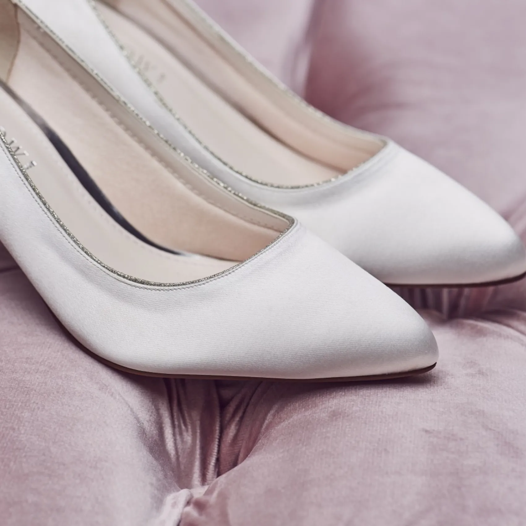 Rainbow Club Mother Of The Bride Shoes | Wedding Shoes*Stella Ivory Satin & Silver Glitter Mid Heel Courts Ivory/ Silver