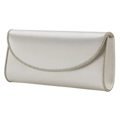 Rainbow Club Wedding Handbags*Viki Ivory Satin and Silver Glitter Wedding Clutch Bag Ivory/ Silver