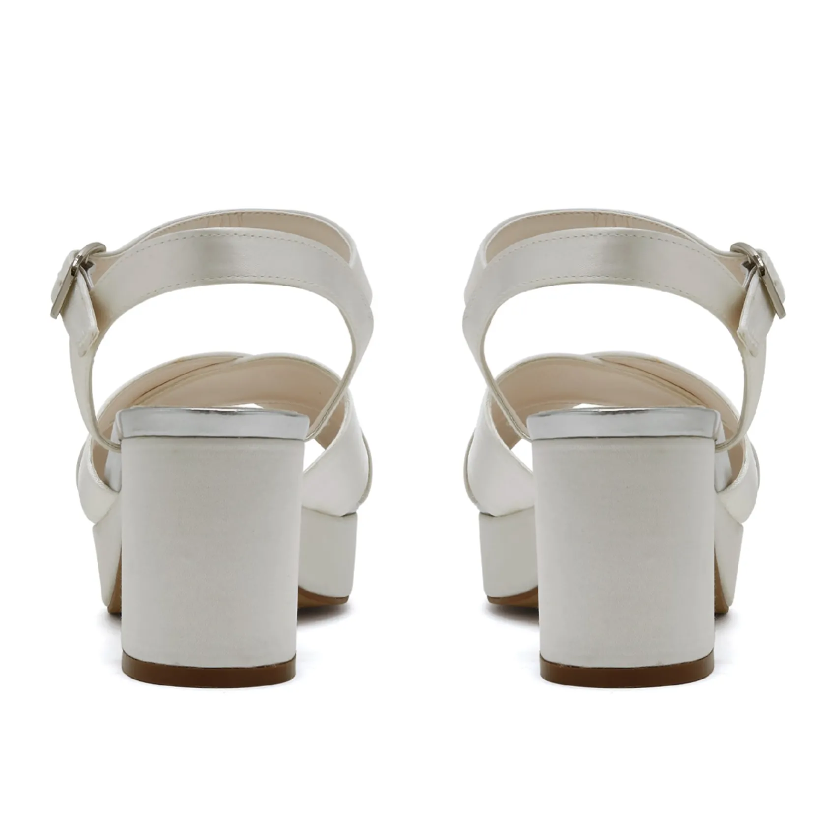 Rainbow Club White Prom Shoes | Prom Sandals*Zuri Dyeable Satin Chunky Platform Sandals Ivory