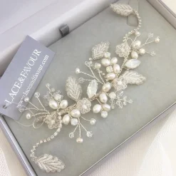 Beads & Beyond Pearl Hair Accessories | Silver Hair Accessories*Rebekah Freshwater Pearl and Opal Crystal Floral Hair Vine Ivory/Silver
