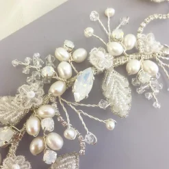 Beads & Beyond Pearl Hair Accessories | Silver Hair Accessories*Rebekah Freshwater Pearl and Opal Crystal Floral Hair Vine Ivory/Silver