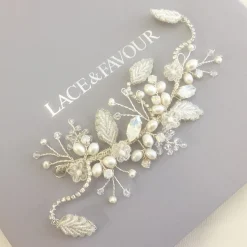 Beads & Beyond Pearl Hair Accessories | Silver Hair Accessories*Rebekah Freshwater Pearl and Opal Crystal Floral Hair Vine Ivory/Silver