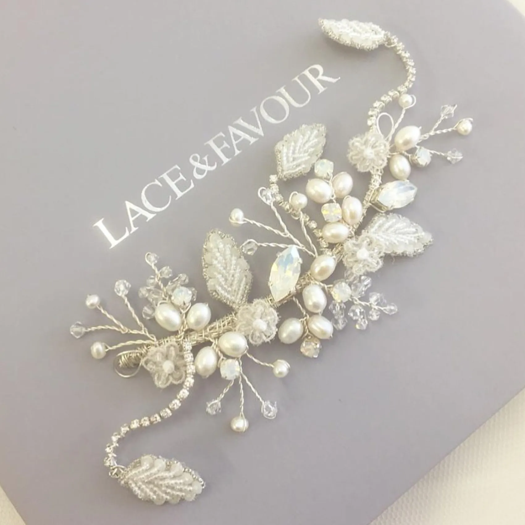 Beads & Beyond Pearl Hair Accessories | Silver Hair Accessories*Rebekah Freshwater Pearl and Opal Crystal Floral Hair Vine Ivory/Silver