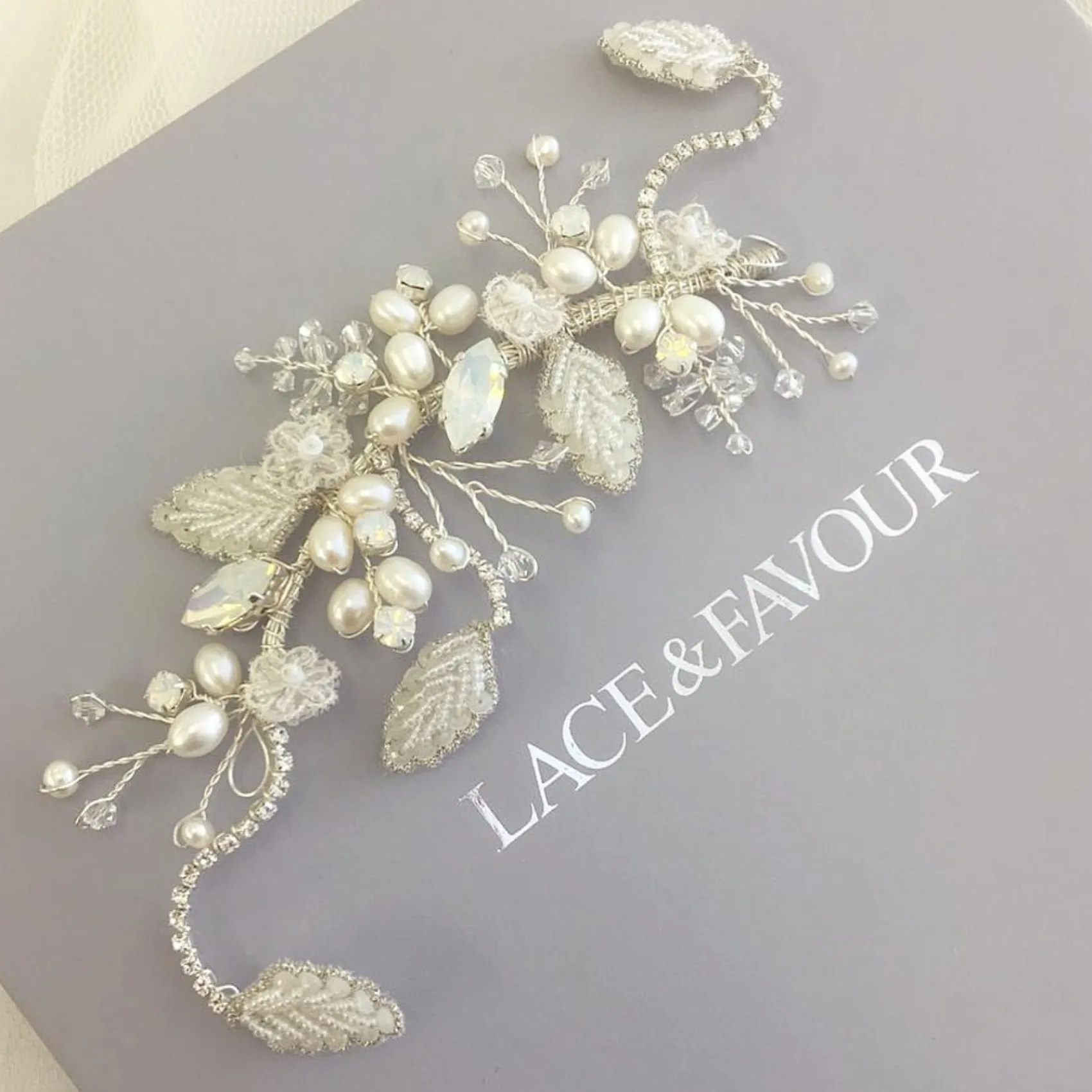 Beads & Beyond Pearl Hair Accessories | Silver Hair Accessories*Rebekah Freshwater Pearl and Opal Crystal Floral Hair Vine Ivory/Silver