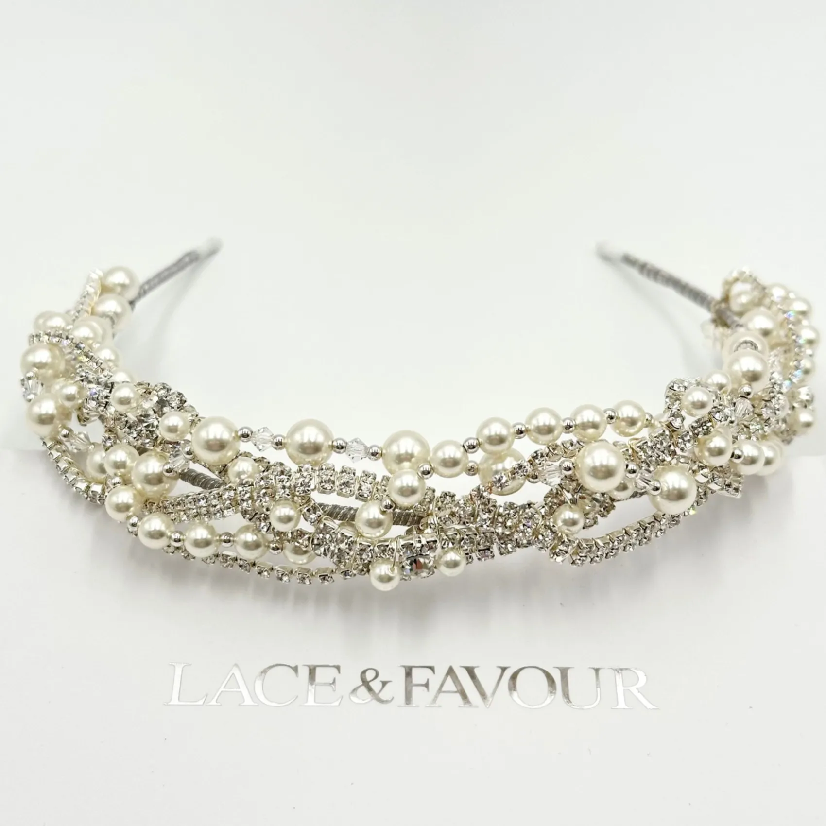 Beads & Beyond Vintage Headpieces | Crystal Hair Accessories*Rialto Entwined Pearl and Crystal Vintage Bridal Headband Ivory/ Silver