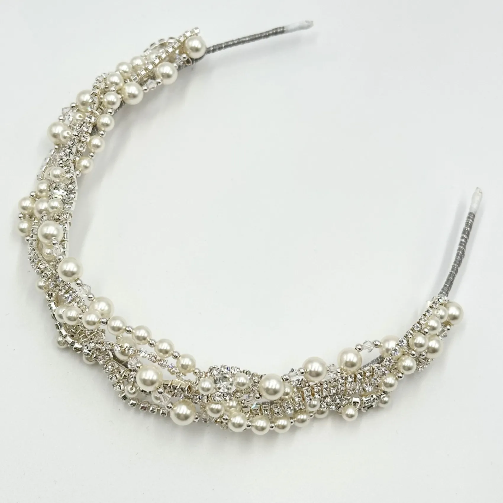 Beads & Beyond Vintage Headpieces | Crystal Hair Accessories*Rialto Entwined Pearl and Crystal Vintage Bridal Headband Ivory/ Silver