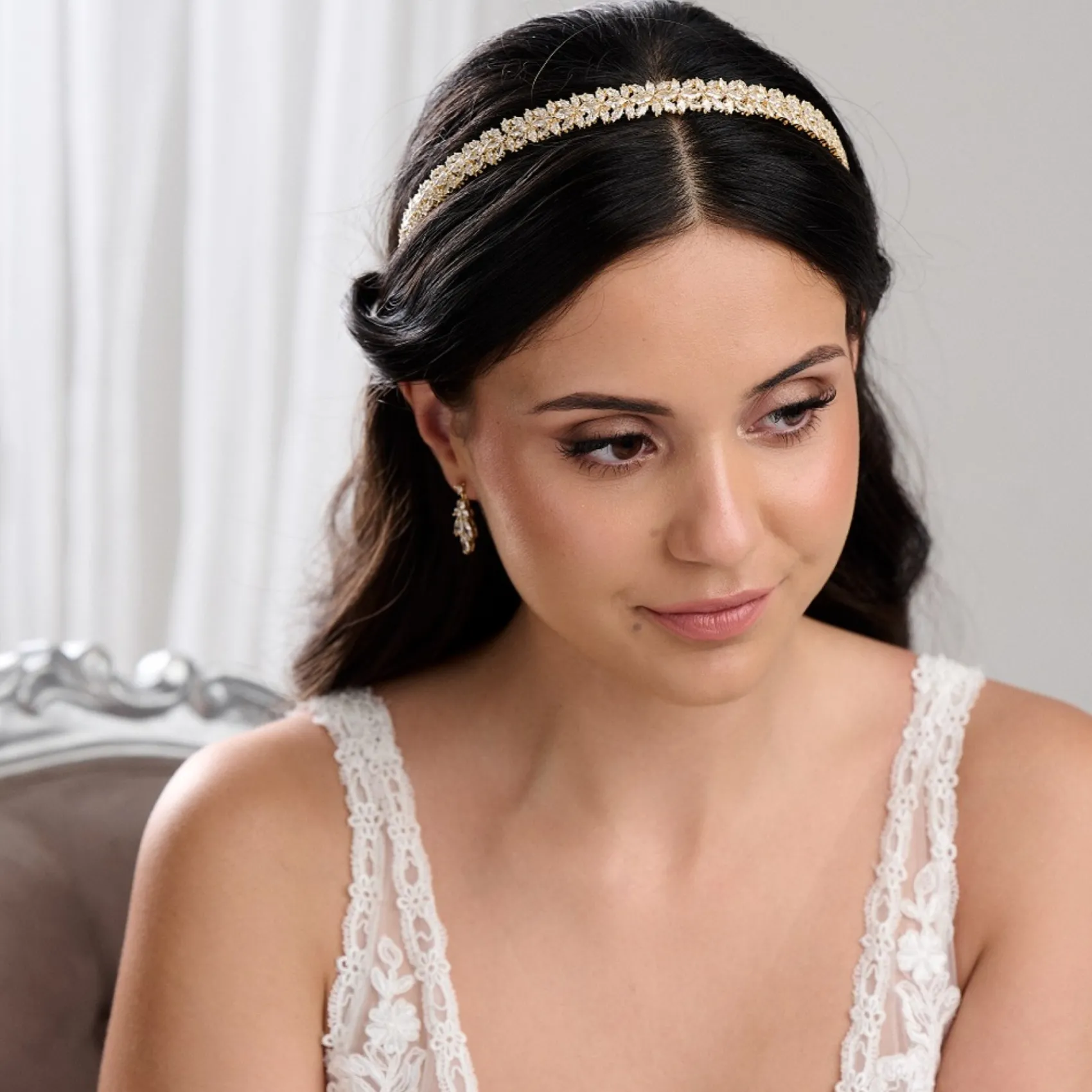Lace & Favour Prom Headbands & Tiaras | Crystal Hair Accessories*Riviera Crystal Bridal Headband Gold
