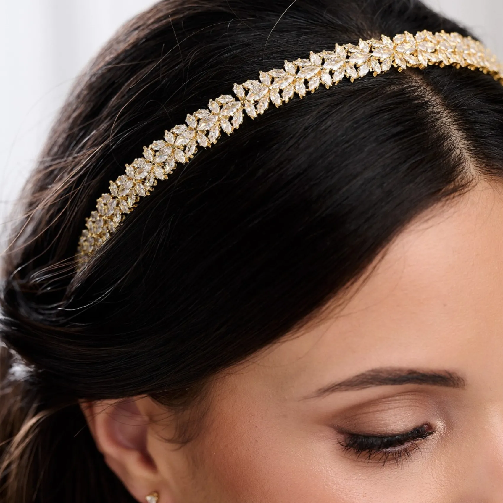 Lace & Favour Prom Headbands & Tiaras | Crystal Hair Accessories*Riviera Crystal Bridal Headband Gold