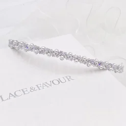 Lace & Favour Prom Headbands & Tiaras | Pearl Hair Accessories*Rochelle Silver Narrow Crystal and Pearl Headband Ivory/ Silver