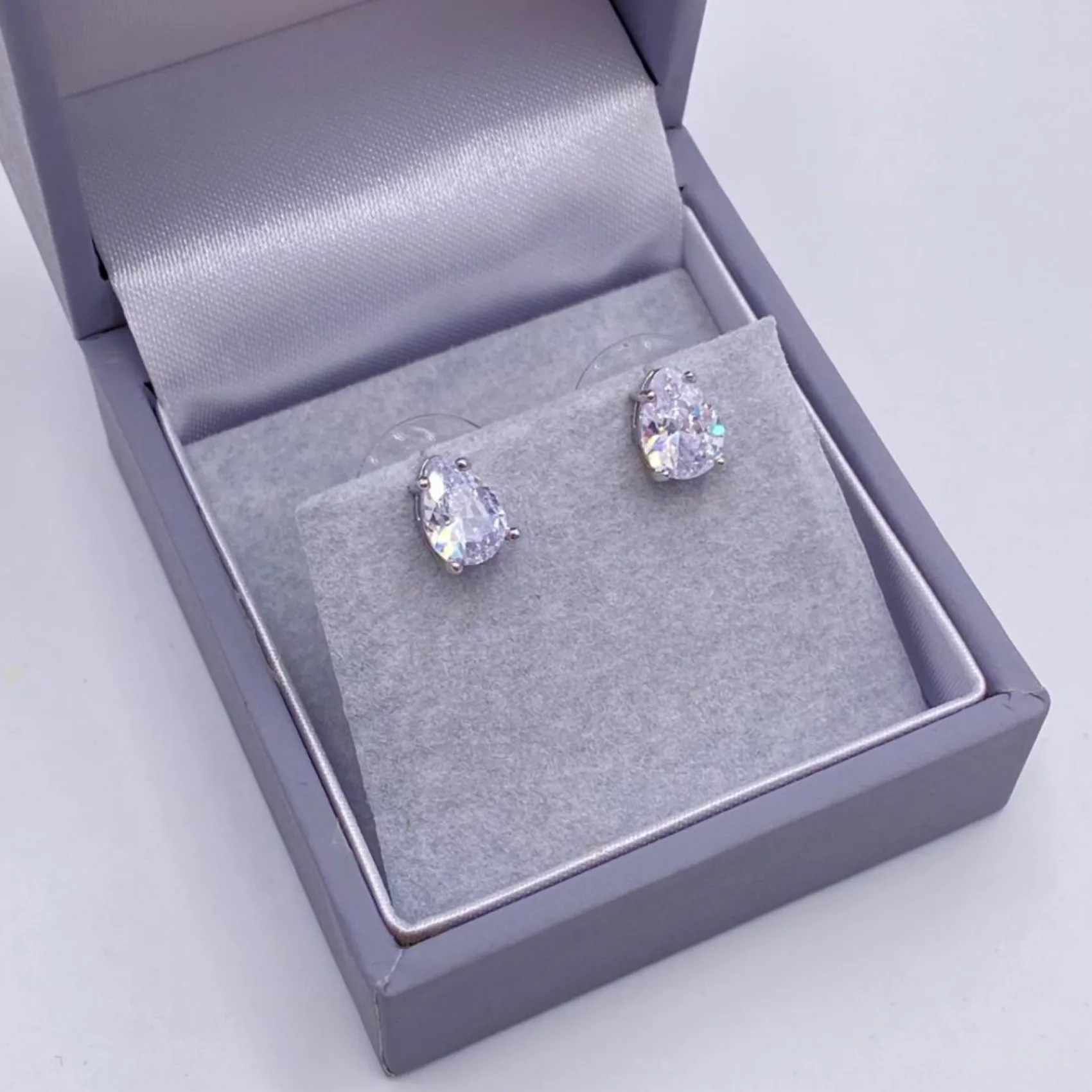 Lace & Favour Silver Prom Jewellery | Prom Earrings*Roma Cubic Zirconia Teardrop Stud Earrings Silver