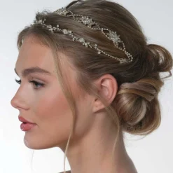 Poirier Crystal Hair Accessories | Gold Hair Accessories*Rosalie Crystal Double Wedding Hair Vine Gold
