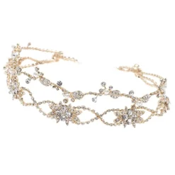 Poirier Crystal Hair Accessories | Gold Hair Accessories*Rosalie Crystal Double Wedding Hair Vine Gold