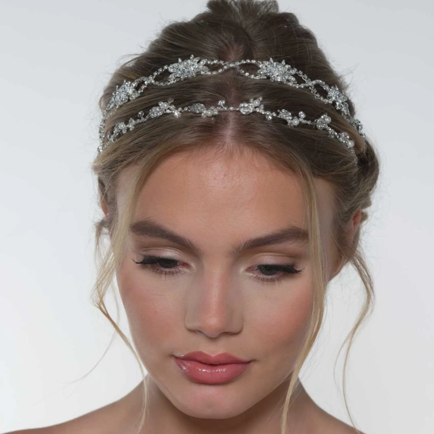 Poirier Crystal Hair Accessories | Silver Hair Accessories*Rosalie Crystal Double Wedding Hair Vine Silver