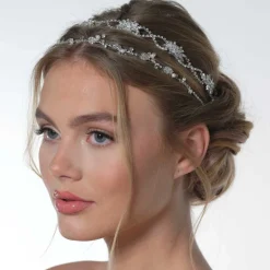 Poirier Crystal Hair Accessories | Silver Hair Accessories*Rosalie Crystal Double Wedding Hair Vine Silver