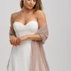 Poirier Wedding Capes & Wraps | Wedding Guest Jackets & Cover Ups*Metallic Wedding Shawl Rose Gold