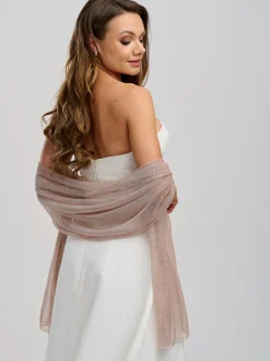 Poirier Wedding Capes & Wraps | Wedding Guest Jackets & Cover Ups*Metallic Wedding Shawl Rose Gold