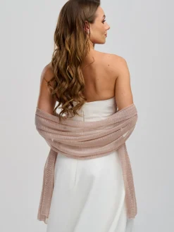Poirier Wedding Capes & Wraps | Wedding Guest Jackets & Cover Ups*Metallic Wedding Shawl Rose Gold